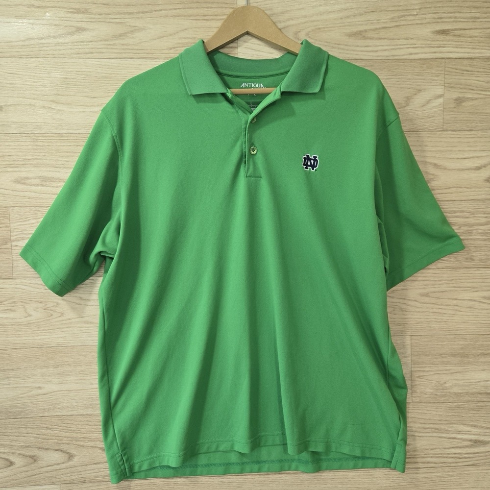 Notre Dame Fighting Irish NCAA Antigua Green Polo Shirt Men's Size Large